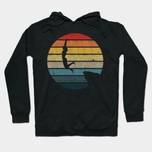 Cliff Diving Silhouette On A Distressed Retro Sunset graphic Hoodie